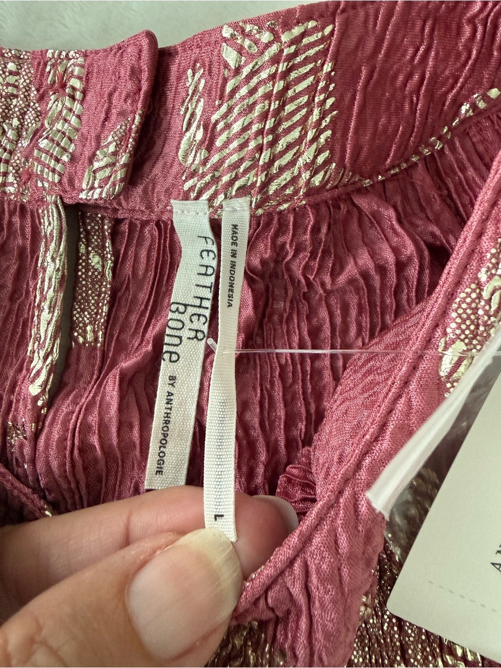 Anthropologie Feather Bone Halter Tank Top Blouse Crinkle Floral Large Pink E10 - Picture 3 of 7